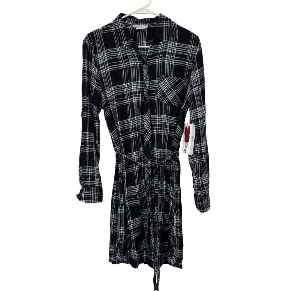BLL NYX Plaid Black and White Shirt Dress Size S